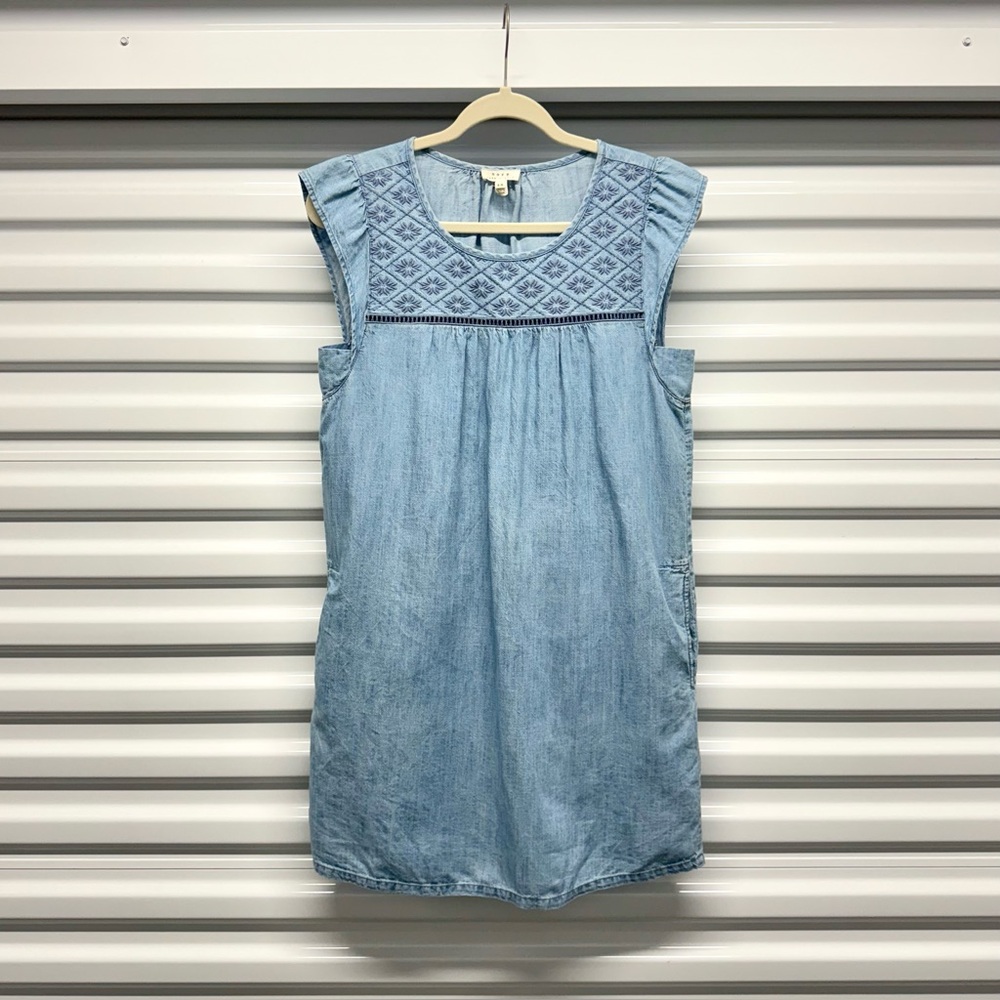 Soft Joie Anandi Chambray Embroidered Sleeveless Shift Dress